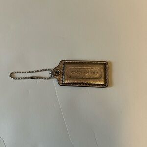 Vintage Coach pewter leather dog tag keychain